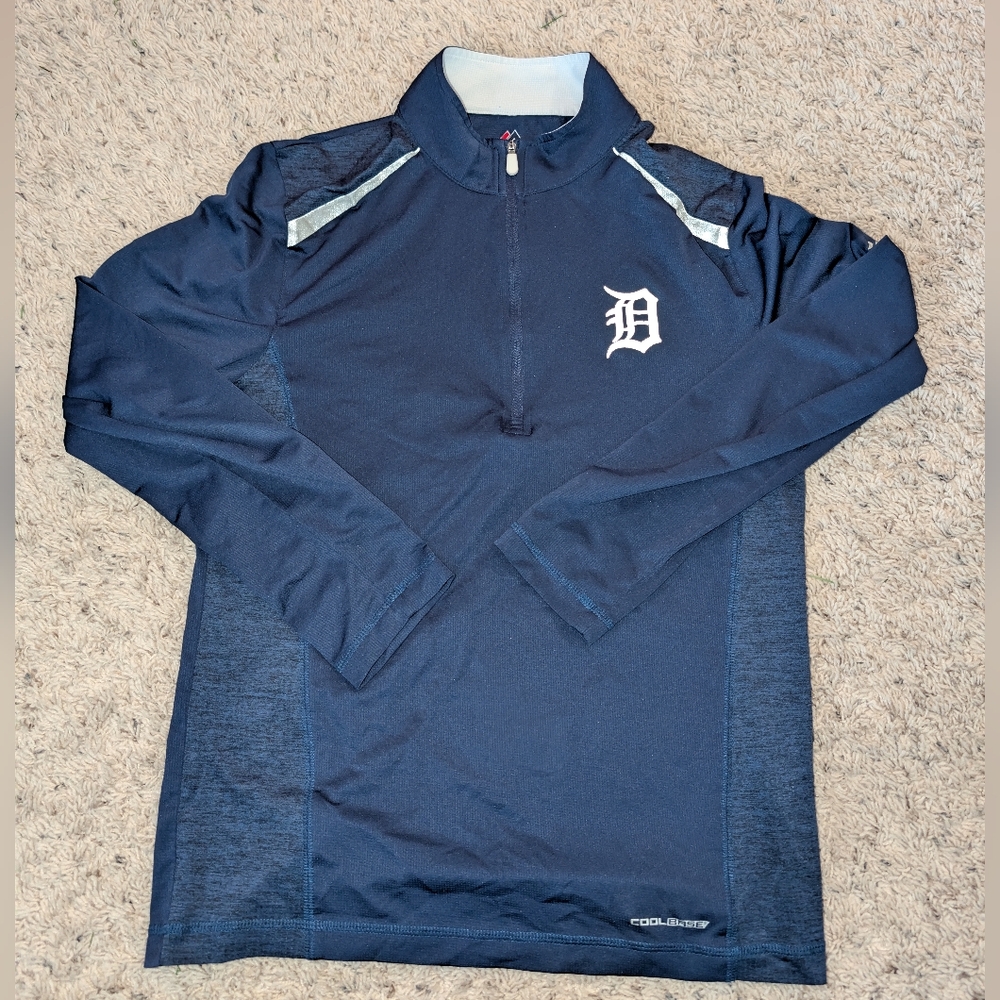 Detroit Tigers Majestic Youth Navy Blue Long Sleeve Pullover Size L (14/16)